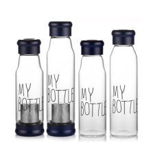 Custom Sport Pure Portable Glass Water Bottle with Stainless Steel cap